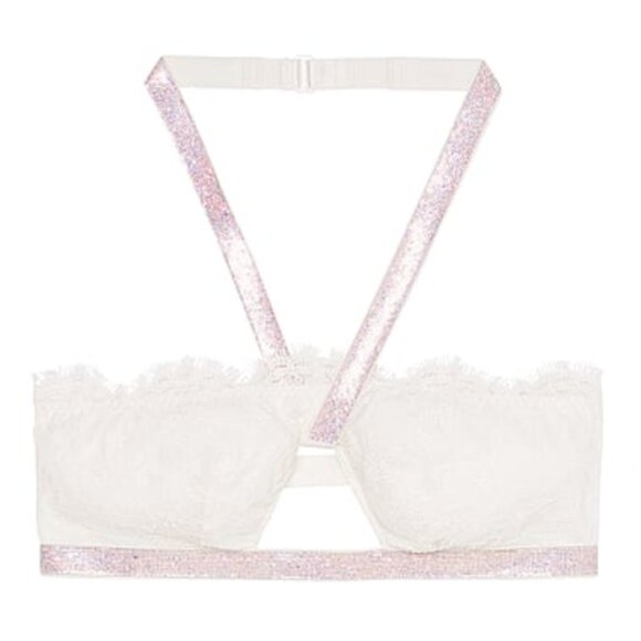 New Victoria's Secret Very Sexy XS Shine Strap White Lace Bralette Crop Top - Picture 1 of 2